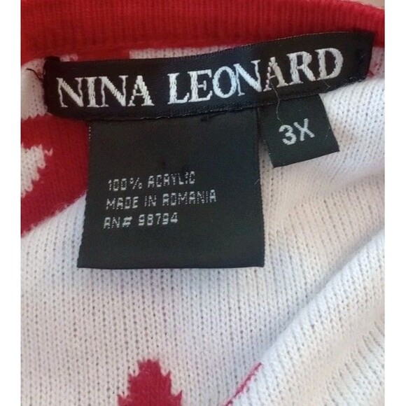 Nina Leonard Button Up Cardigan Red With White Stars Size 3X - Picture 3 of 4